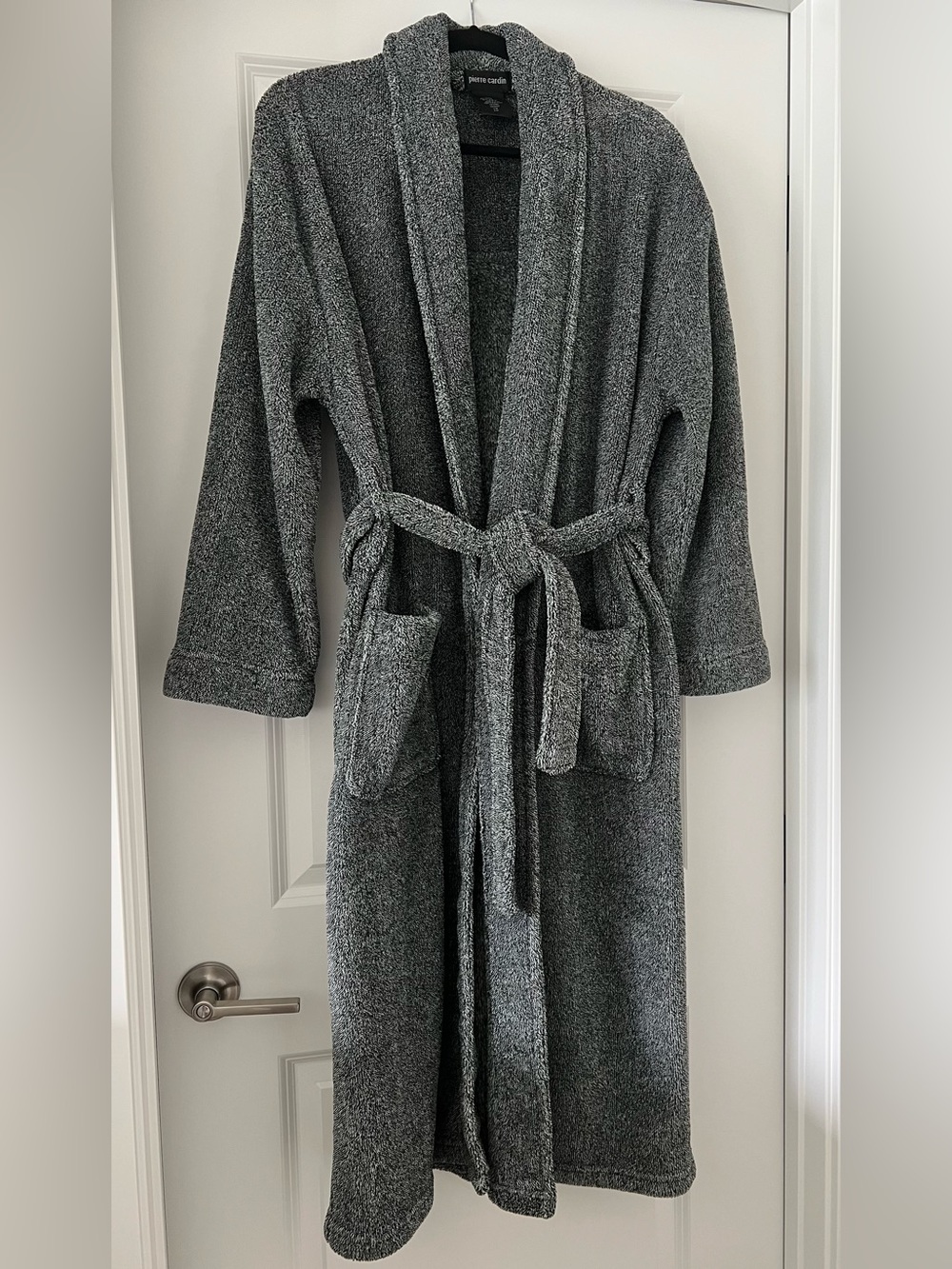 Pierre Cardin Charcoal Gray Terry Bath Robe with Pockets